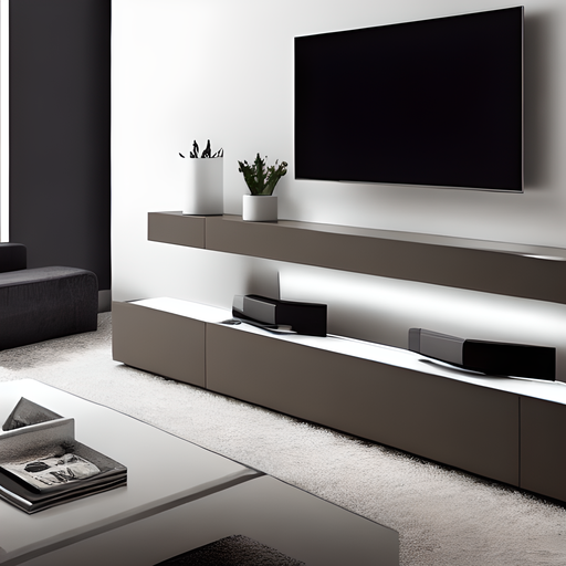 a stylish living room with a fancy TV