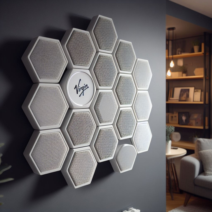 A stylish depiction of the hexagonal inspiration that WiFi mesh pods from Virgin Media could elicit
